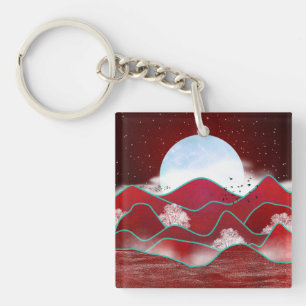 Red Moonrise Keychain