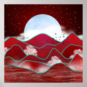 Red Moonrise Poster