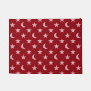 Red moons and stars pattern doormat