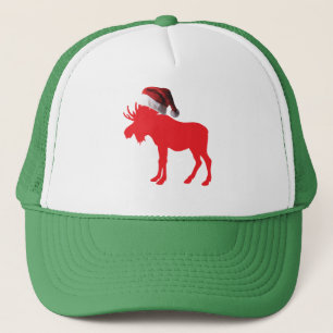 Red-Moose-With-Santa Claus Hat