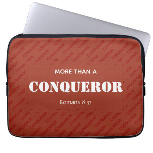 Red MORE THAN A CONQUEROR Christian Laptop Sleeve