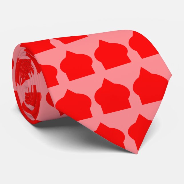 Red Moroccan Pattern Design Tie (Rolled)