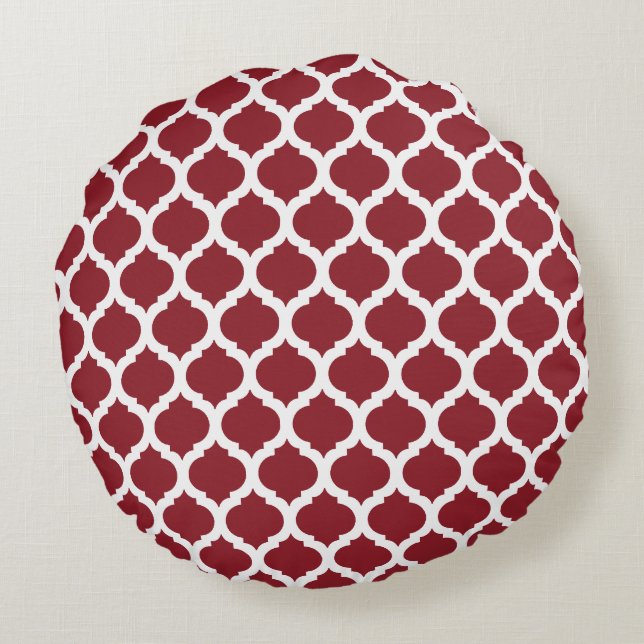 Red Moroccan Pattern Round Pillows (Back)