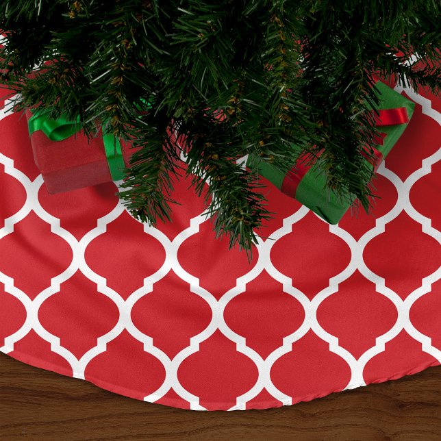 Red Moroccan Quatrefoil Brushed Polyester Tree Skirt (Creator Uploaded)
