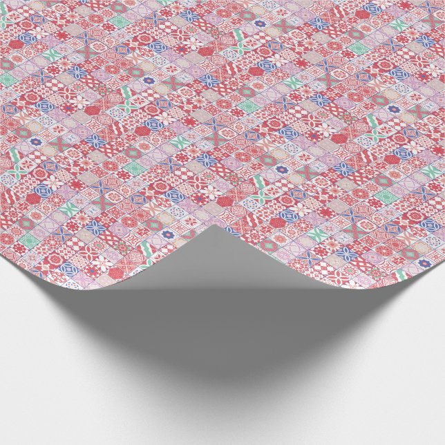 Red Moroccan tile Wrapping Paper (Corner)