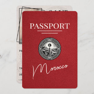 Red Morocco Passport Save The Date