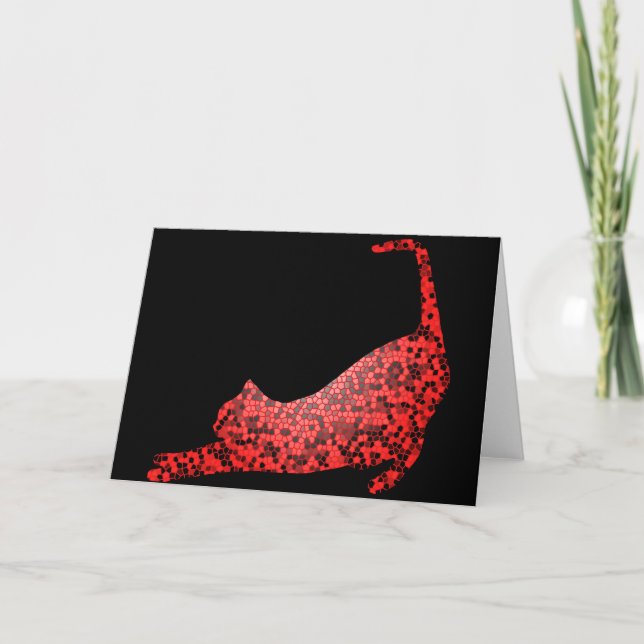 Red Mosaic Chat Cartes de voeux personnalisées (Devant)