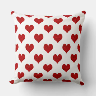Red Mosaic Heart Pattern Throw Pillow