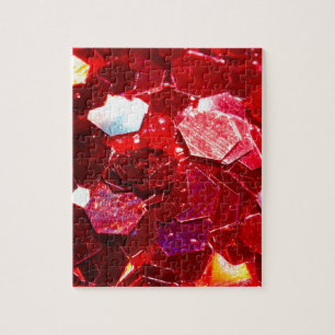 Red mosaic hexagon abstract shiny glitter pattern jigsaw puzzle