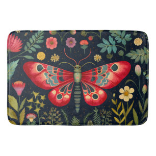 Red Moth In The Night Garden Bath Mat