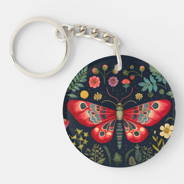 Red Moth In The Night Garden Keychain (Front)