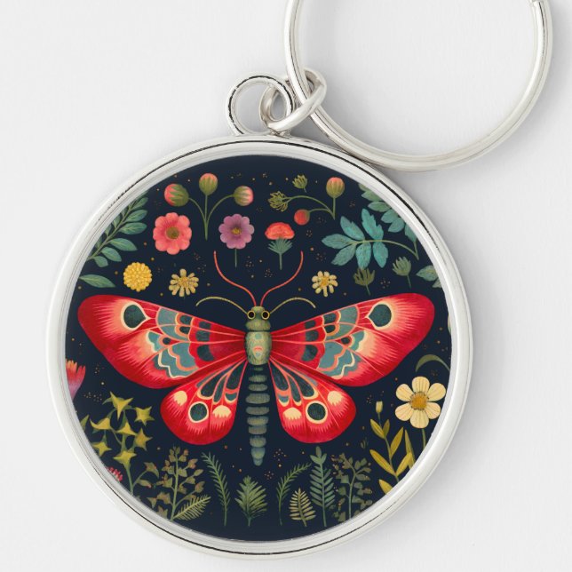 Red Moth In The Night Garden Keychain (Front)