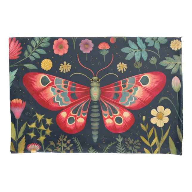 Red Moth In The Night Garden Pillowcase (Front)