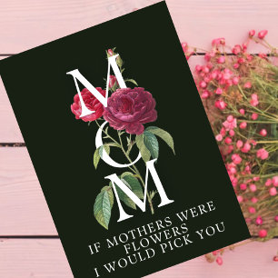 red mothers day card roses on black 