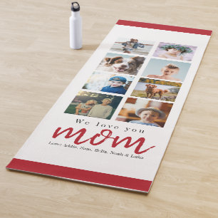 Red mothers day gift photo collage mom yoga mat