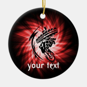 Red Motocross Ceramic Ornament