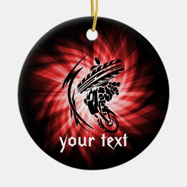 Red Motocross Ceramic Ornament (Front)