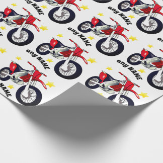 Red Motorcycle and Custom Message Wrapping Paper