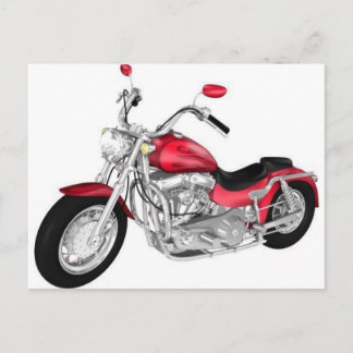 red motorcycle postcard
