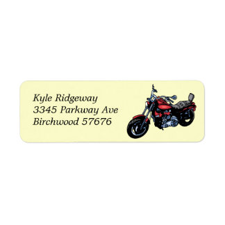 Red Motorcycle Return Address Label