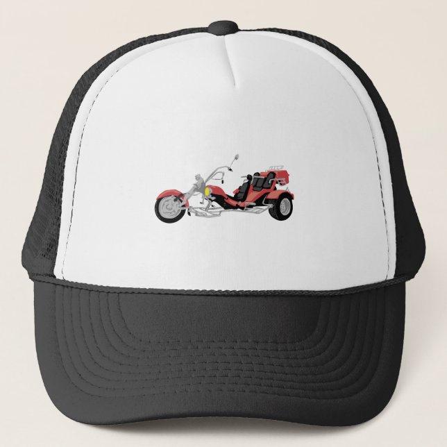 red motorcycle trike trucker hat (Front)