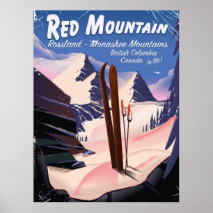 Red Mountain Colombie-Britannique, affiche de ski 