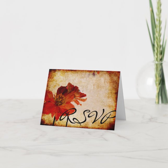 Red Mountain Flower Beautiful RSVP Card (Front)