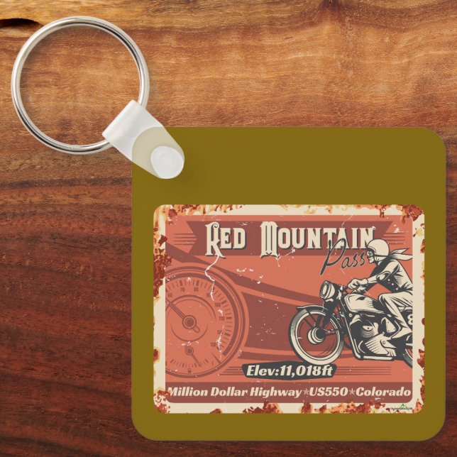 Red Mountain Pass Colorado Motorcycle 01  Keychain (Front)