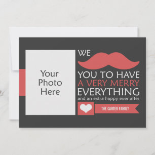 Red Moustache Christmas Photo Holiday Card