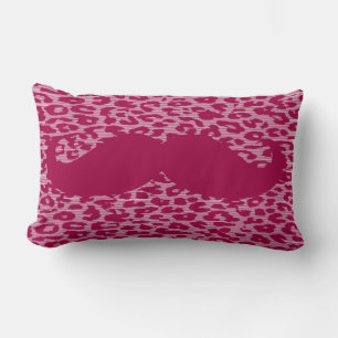 Red Moustache on Leopard Skin Lumbar Pillow