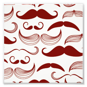 Red Moustache Pattern Photo Print