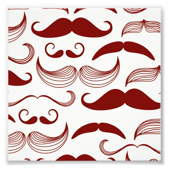 Red Moustache Pattern Photo Print (Front)