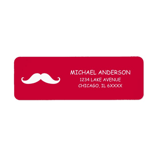 Red Moustache Valentine Return Address Labels (Front)
