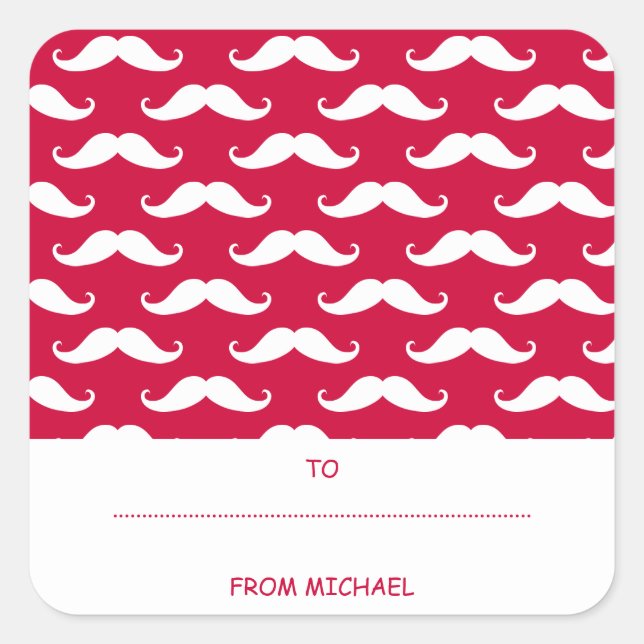 Red Moustache Valentine Sticker (Front)