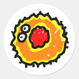 Red Mouth Cartoon Germ Classic Round Sticker