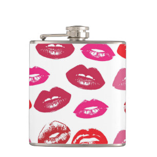 Red mouths Pattern Personalized Hip Flask