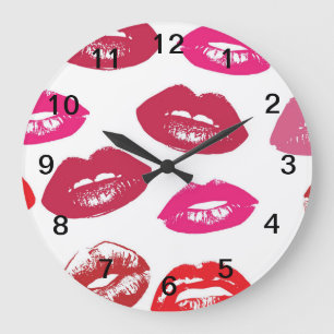 Red mouths Pattern Personalized Large Clock