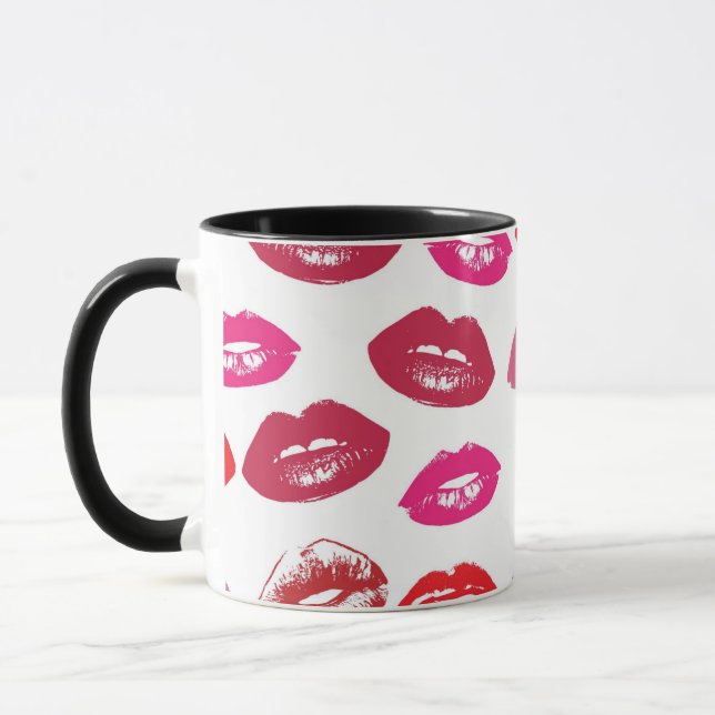 Red mouths Pattern Personalized Mug (Left)