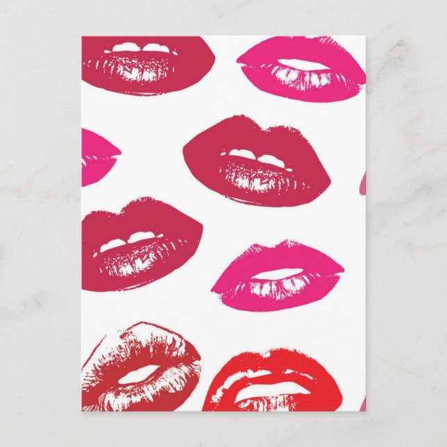 Red mouths Pattern Personalized Postcard (Front)