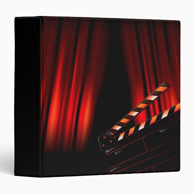Red Movie Curtain Clapboard Director Binder (Front/Spine)