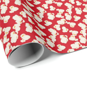 Red movie popcorn pattern wrapping paper