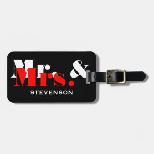 Red Mr and Mrs travel luggage tag for newly weds