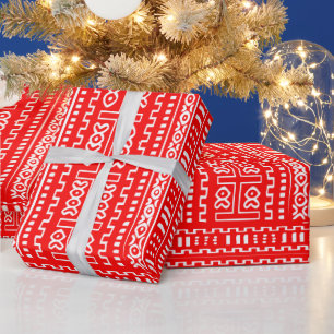 Red Mud Cloth Pattern Wrapping Paper