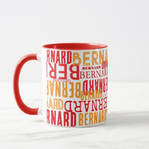 Red Mug with Cool Typography of Names 