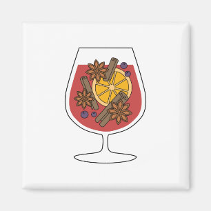 Red mulled wine xmas drawing  magnet