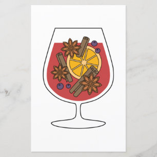 Red mulled wine xmas drawing stationery