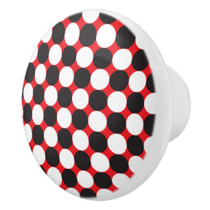 Red Multi Dots Ceramic Cabinet Knob