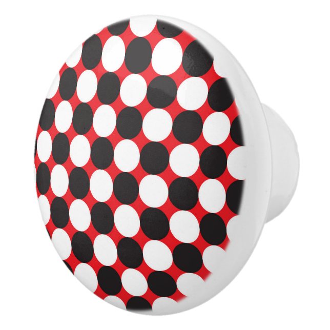 Red Multi Dots Ceramic Cabinet Knob (Right)