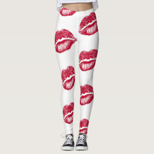 Red Multi Lips Leggings