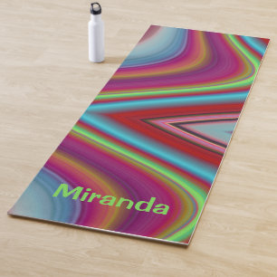 Red Multicolor Line Pattern Yoga Mat